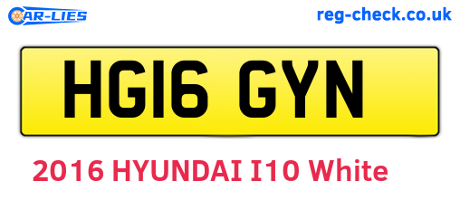 HG16GYN are the vehicle registration plates.