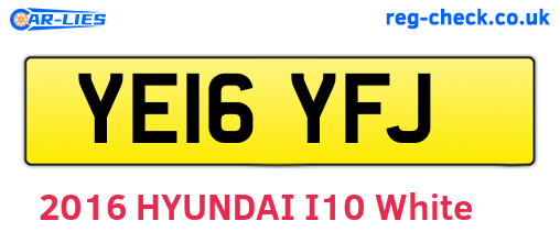 YE16YFJ are the vehicle registration plates.