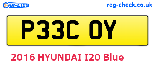 P33COY are the vehicle registration plates.