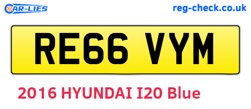 RE66VYM are the vehicle registration plates.