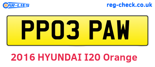 PP03PAW are the vehicle registration plates.