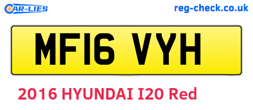 MF16VYH are the vehicle registration plates.