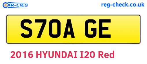 S70AGE are the vehicle registration plates.