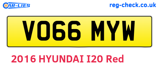 VO66MYW are the vehicle registration plates.
