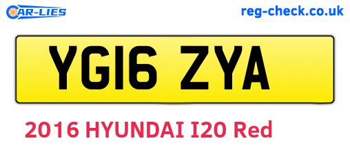 YG16ZYA are the vehicle registration plates.