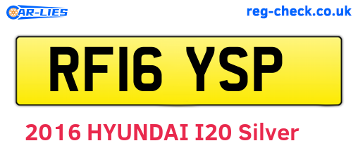 RF16YSP are the vehicle registration plates.