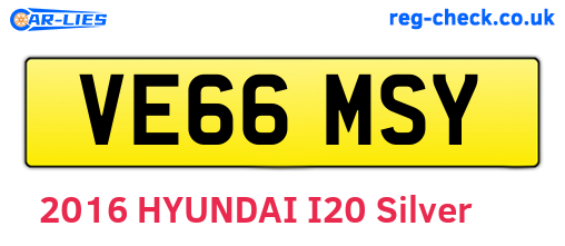 VE66MSY are the vehicle registration plates.