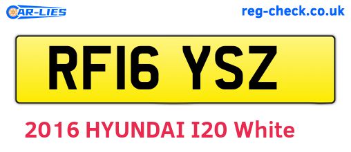 RF16YSZ are the vehicle registration plates.