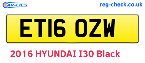 ET16OZW are the vehicle registration plates.