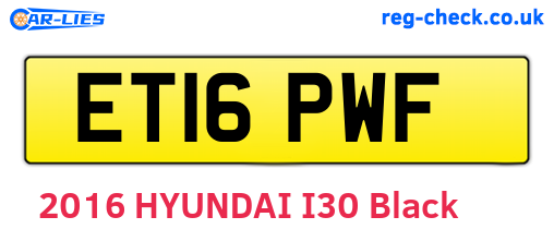 ET16PWF are the vehicle registration plates.