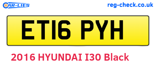 ET16PYH are the vehicle registration plates.