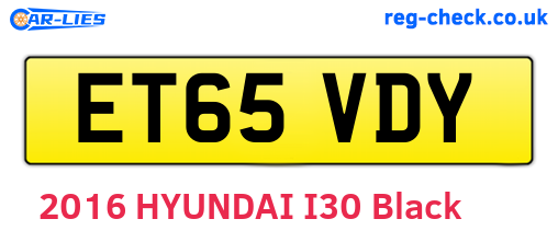 ET65VDY are the vehicle registration plates.