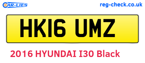 HK16UMZ are the vehicle registration plates.