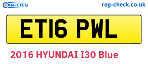 ET16PWL are the vehicle registration plates.