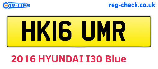 HK16UMR are the vehicle registration plates.