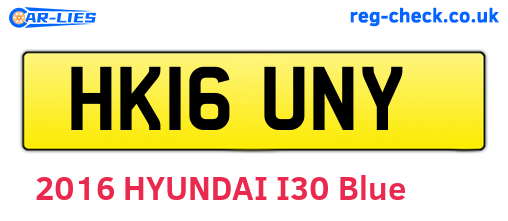 HK16UNY are the vehicle registration plates.