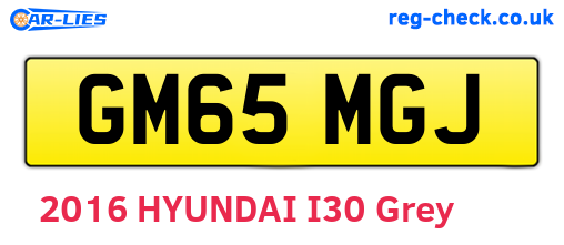 GM65MGJ are the vehicle registration plates.