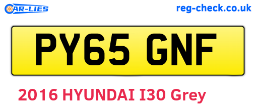 PY65GNF are the vehicle registration plates.