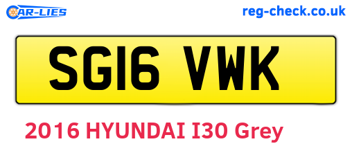 SG16VWK are the vehicle registration plates.