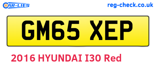 GM65XEP are the vehicle registration plates.