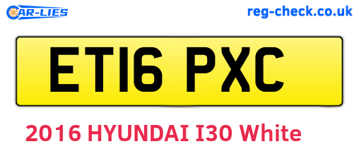 ET16PXC are the vehicle registration plates.