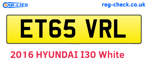 ET65VRL are the vehicle registration plates.