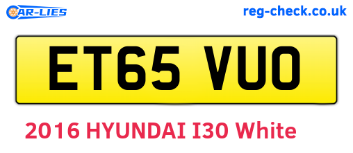 ET65VUO are the vehicle registration plates.