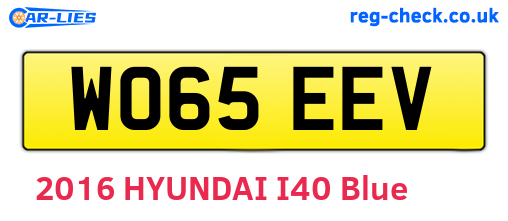 WO65EEV are the vehicle registration plates.
