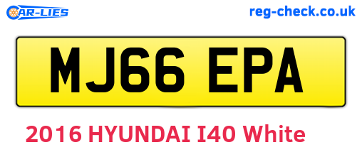 MJ66EPA are the vehicle registration plates.