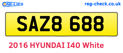 SAZ8688 are the vehicle registration plates.