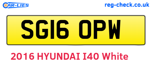 SG16OPW are the vehicle registration plates.