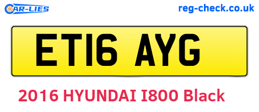 ET16AYG are the vehicle registration plates.