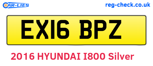EX16BPZ are the vehicle registration plates.