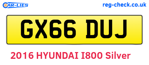 GX66DUJ are the vehicle registration plates.