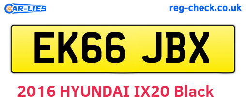 EK66JBX are the vehicle registration plates.