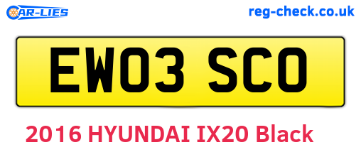 EW03SCO are the vehicle registration plates.