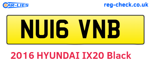 NU16VNB are the vehicle registration plates.