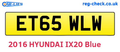 ET65WLW are the vehicle registration plates.