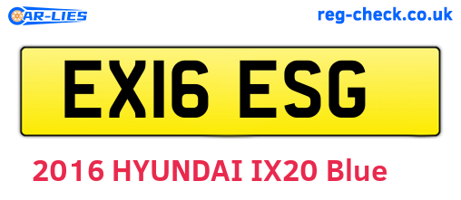 EX16ESG are the vehicle registration plates.