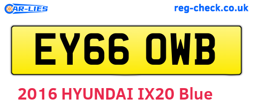 EY66OWB are the vehicle registration plates.