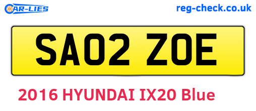 SA02ZOE are the vehicle registration plates.
