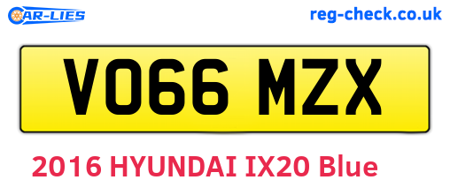 VO66MZX are the vehicle registration plates.