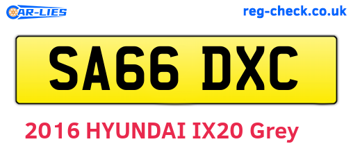 SA66DXC are the vehicle registration plates.