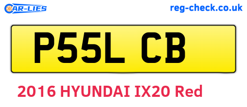 P55LCB are the vehicle registration plates.