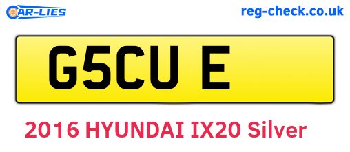 G5CUE are the vehicle registration plates.