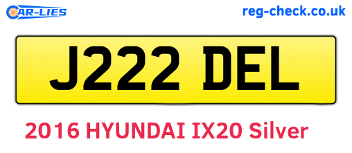 J222DEL are the vehicle registration plates.