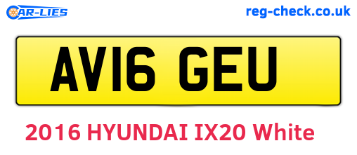 AV16GEU are the vehicle registration plates.