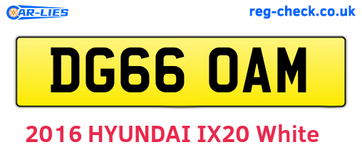 DG66OAM are the vehicle registration plates.