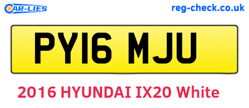 PY16MJU are the vehicle registration plates.