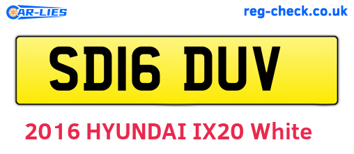 SD16DUV are the vehicle registration plates.